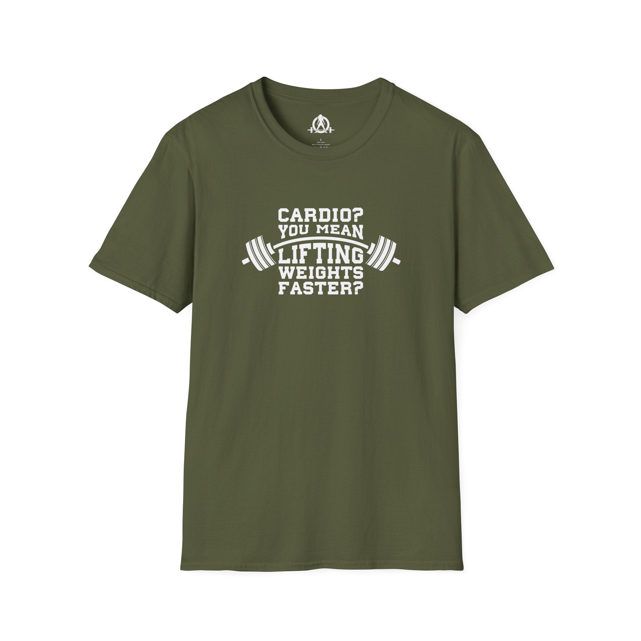 Cardio? Lift Weights Faster - Unisex Softstyle T-Shirt - Front Logo