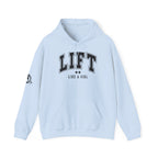 Lift Like.A Girl - Unisex Heavy Blend Hooded Sweatshirt - Black Logo on Front & Right Sleeve