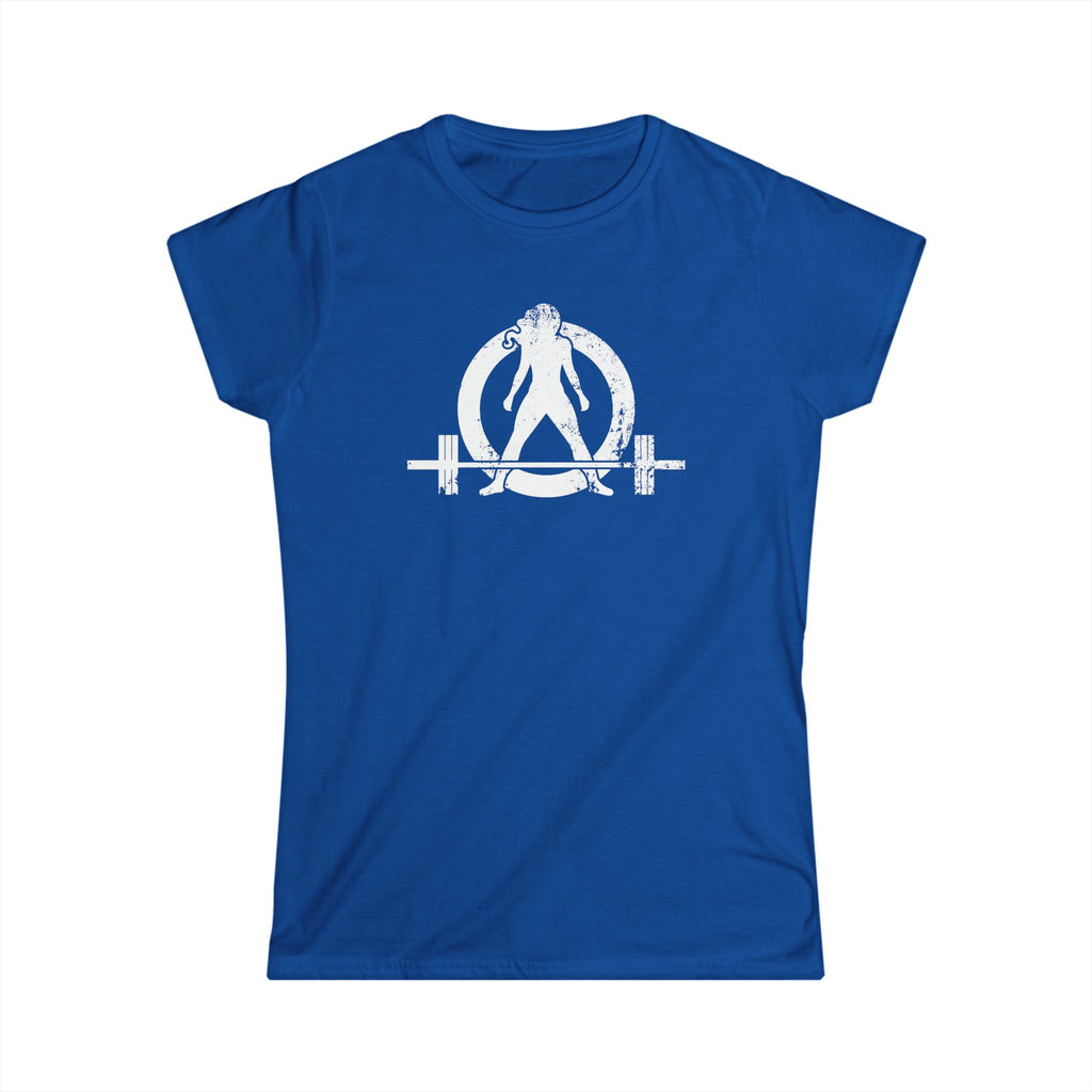 I DON'T WANT TO LOOK SKINNY I WANT TO LOOK LIKE I CAN KICK YOUR ASS - Women's Softstyle Tee - Distressed White Logo