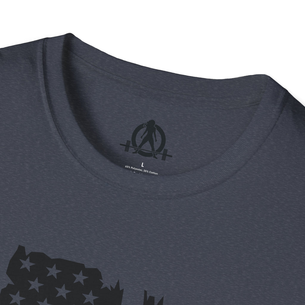 USA Barbell  - Unisex Softstyle T-Shirt - Black Logo - Plain Back