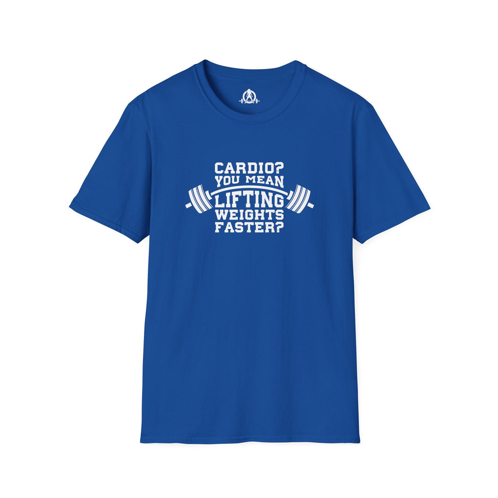 Cardio? Lift Weights Faster - Unisex Softstyle T-Shirt - Front Logo
