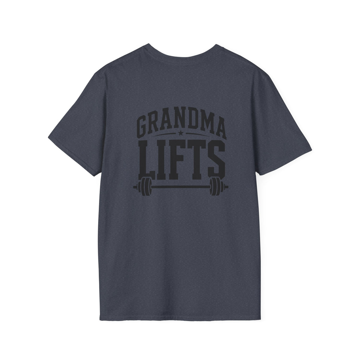 Grandma Lifts -  Unisex Softstyle T-Shirt — Front & Back Black Logo