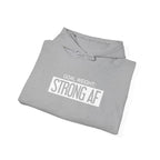 Goal Weight Strong AF - Unisex Heavy Blend Hooded Sweatshirt  - White Logo Front & Right Arm