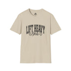 Lift Heavy Shit  - Unisex Softstyle T-Shirt - Black Print on Front Plain Back