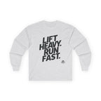 Lift Heavy Run Fast - Ultra Cotton Long Sleeve Tee - Black Logo Front