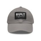 Built Different - Dad Hat with Leather Patch (Rectangle) - White Logo