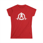 Lift Heavy Shit - Women's Softstyle Tee - White Distressed Logo + Print On Back