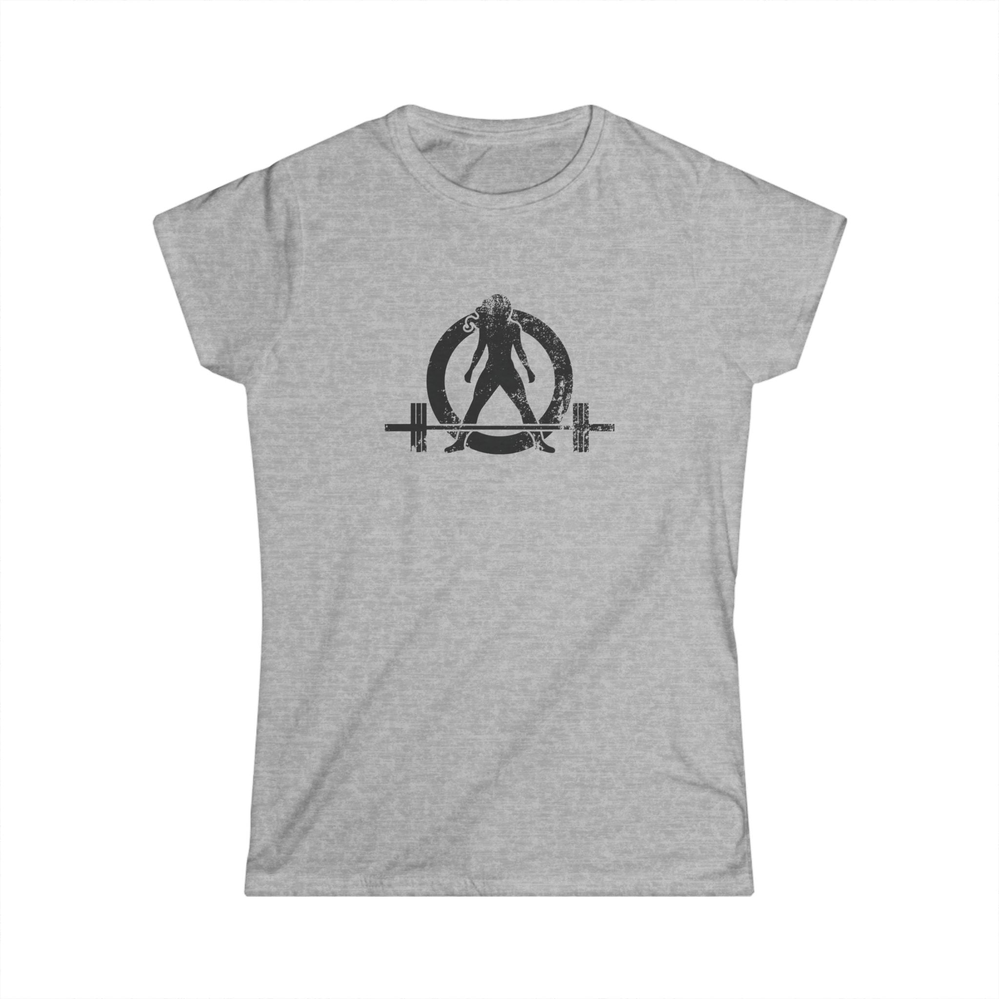 Strong Is Beautiful - Women's Softstyle Tee - Black Distressed Logo Front & Back