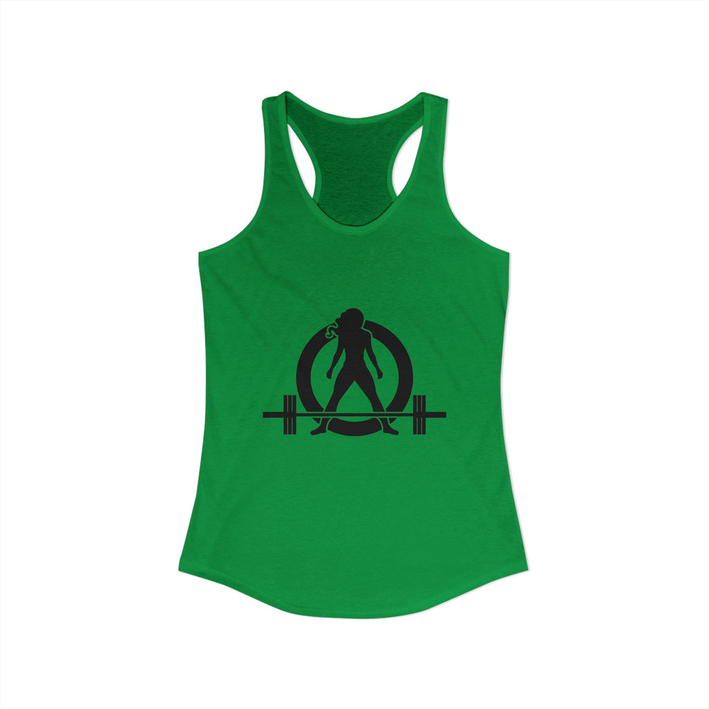 ALL I NEED IS Coffee and a barbell - Women's Ideal Racerback Tank - Dark Logo Front & Back