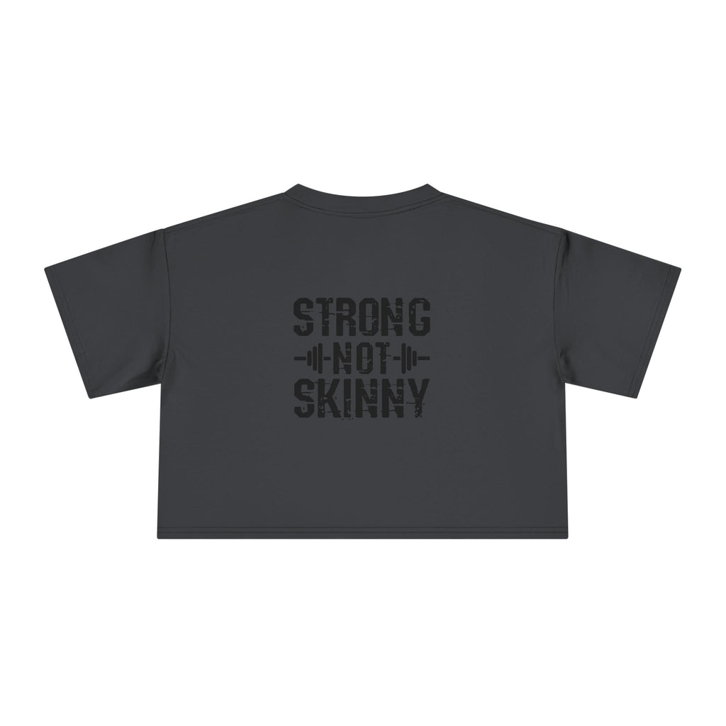 Strong Not Skinny Crop Tee — Front & Back Print — Black