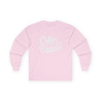 Coffee & Barbells - Unisex Ultra Cotton Long Sleeve Tee - White Front Logo Plain Back