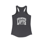 Grandma Lifts - Women's Ideal Racerback Tank - White Logo Front & Back