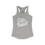 Coffee & Barbells - Women's Ideal Racerback Tank - White Logo Plain Back