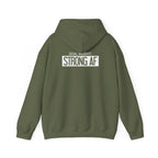 Goal Weight Strong AF - Unisex Heavy Blend Hooded Sweatshirt  - White Logo Front & Back