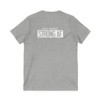 Goal Weight Strong AF - Unisex Jersey Short Sleeve V-Neck Tee - Front & Back White Print