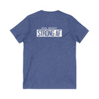 Goal Weight Strong AF - Unisex Jersey Short Sleeve V-Neck Tee - Front & Back White Print