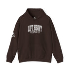 Lift Heavy Shit - Unisex Heavy Blend Hooded Sweatshirt - White Logo on Front & Right Sleeve