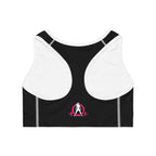WWLW Sports Bra (AOP) - Color Distressed Logo - Black