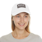Built Different - Dad Hat with Leather Patch (Rectangle) - White Logo
