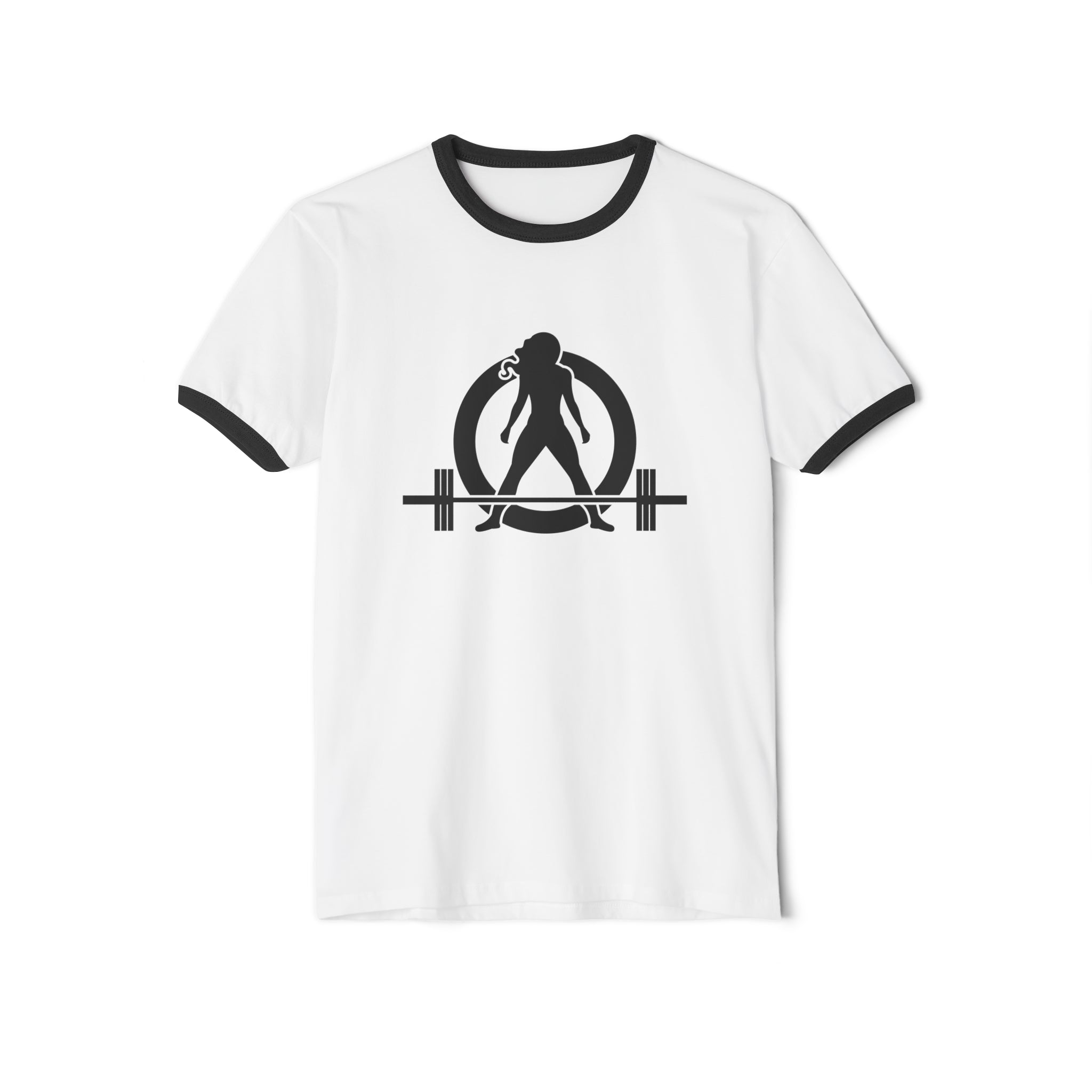 Lift Weights & Hang With My Dog - Unisex Cotton Ringer T-Shirt - Classic Black Logo Front & Back