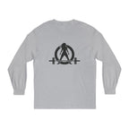 45 + 45 = 135 – Unisex Long-Sleeve Tee | Black Print, Front & Back
