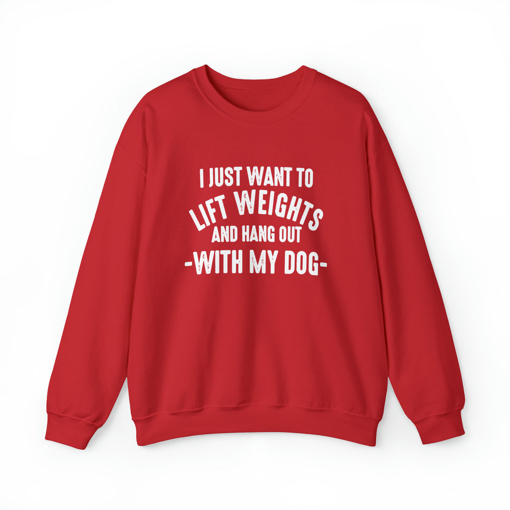 Lift Weights & Hang Out With My Dog - Unisex Heavy Blend™ Crewneck Sweatshirt - Light Logo