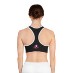 WWLW Sports Bra (AOP) - Color Distressed Logo - Black