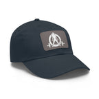 Distressed - Dad Hat with Leather Patch (Rectangle) - White Font