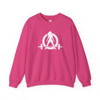 Workout To Burn Off The Crazy - Unisex Heavy Blend™ Crewneck Sweatshirt - Front White Logo - Front & Back Print