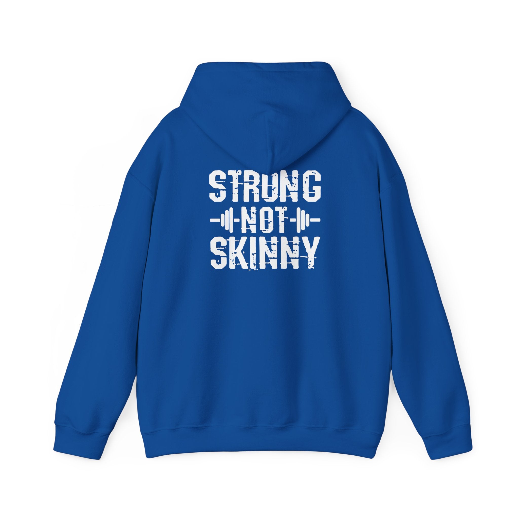 Strong Not Skinny - Unisex Heavy Blend Hooded Sweatshirt - White Distressed Logo