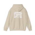 Grandma Lifts - Unisex Heavy Blend™ Hooded Sweatshirt - White Logo Front & Back