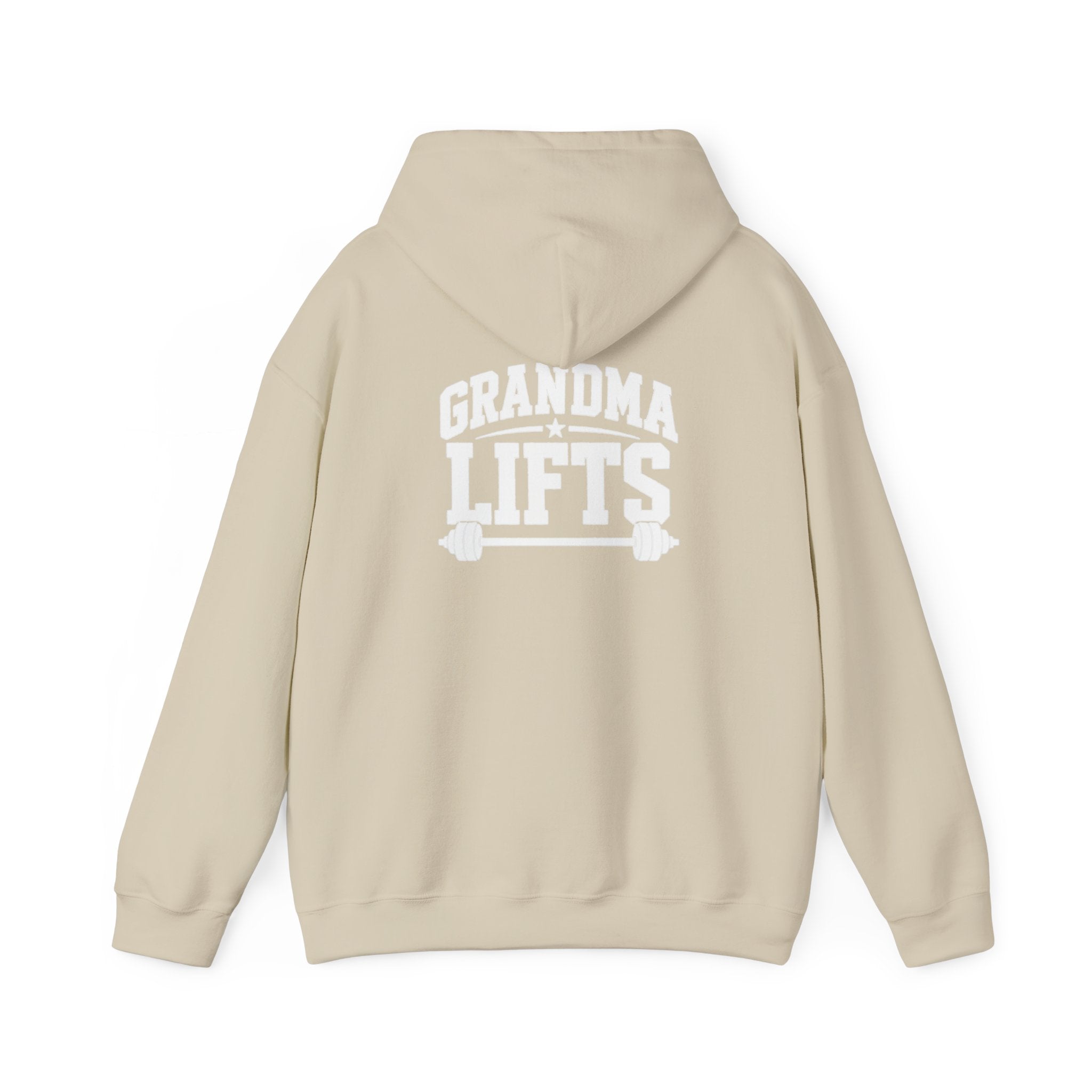 Grandma Lifts - Unisex Heavy Blend™ Hooded Sweatshirt - White Logo Front & Back