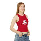 Women's Micro Rib Racer Tank Top - White Classic Logo