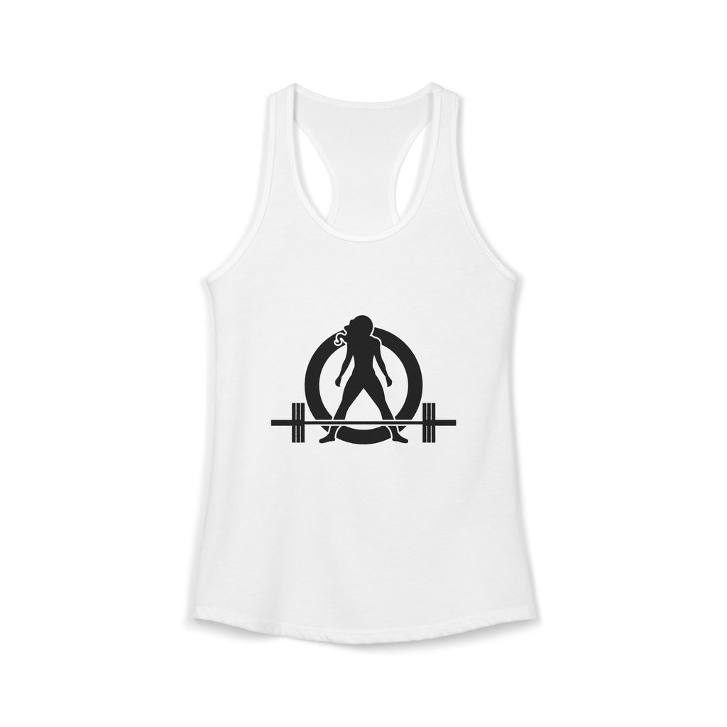 ALL I NEED IS Coffee and a barbell - Women's Ideal Racerback Tank - Dark Logo Front & Back