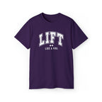 Lift Like A Girl - Unisex Ultra Cotton Tee - Front White Logo - Plain Back