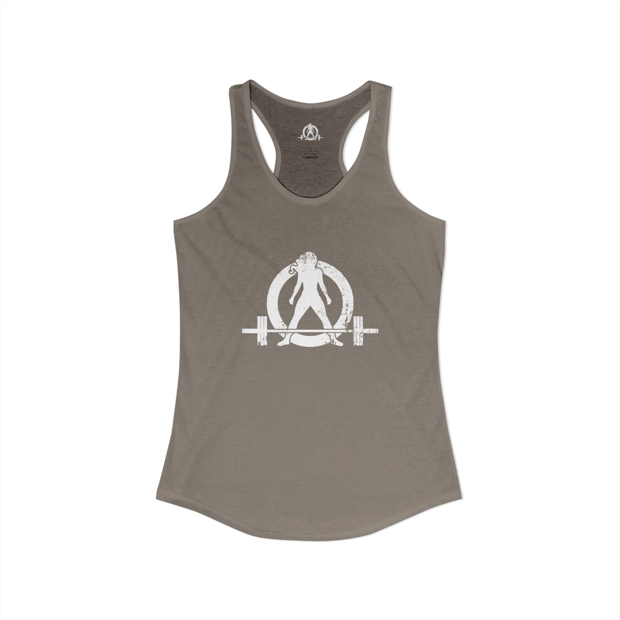 I Could Squat You - Women's Ideal Racerback Tank - White Logo Front & Back