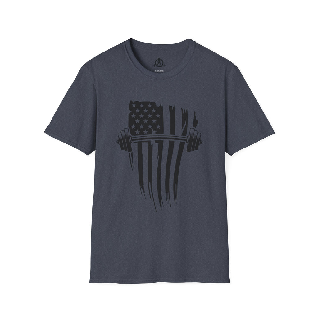 USA Barbell  - Unisex Softstyle T-Shirt - Black Logo - Plain Back