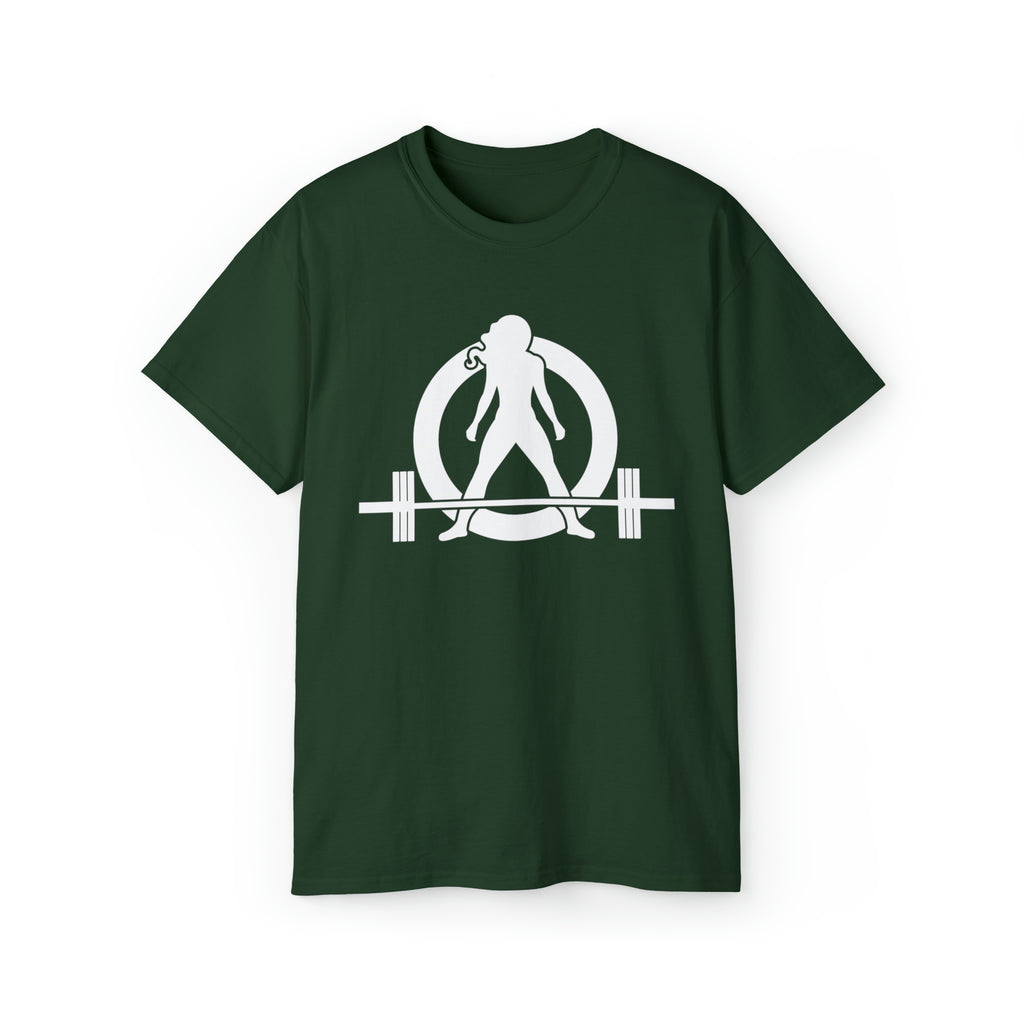 Unisex Ultra Cotton Tee - Classic White Logo - Plain Back