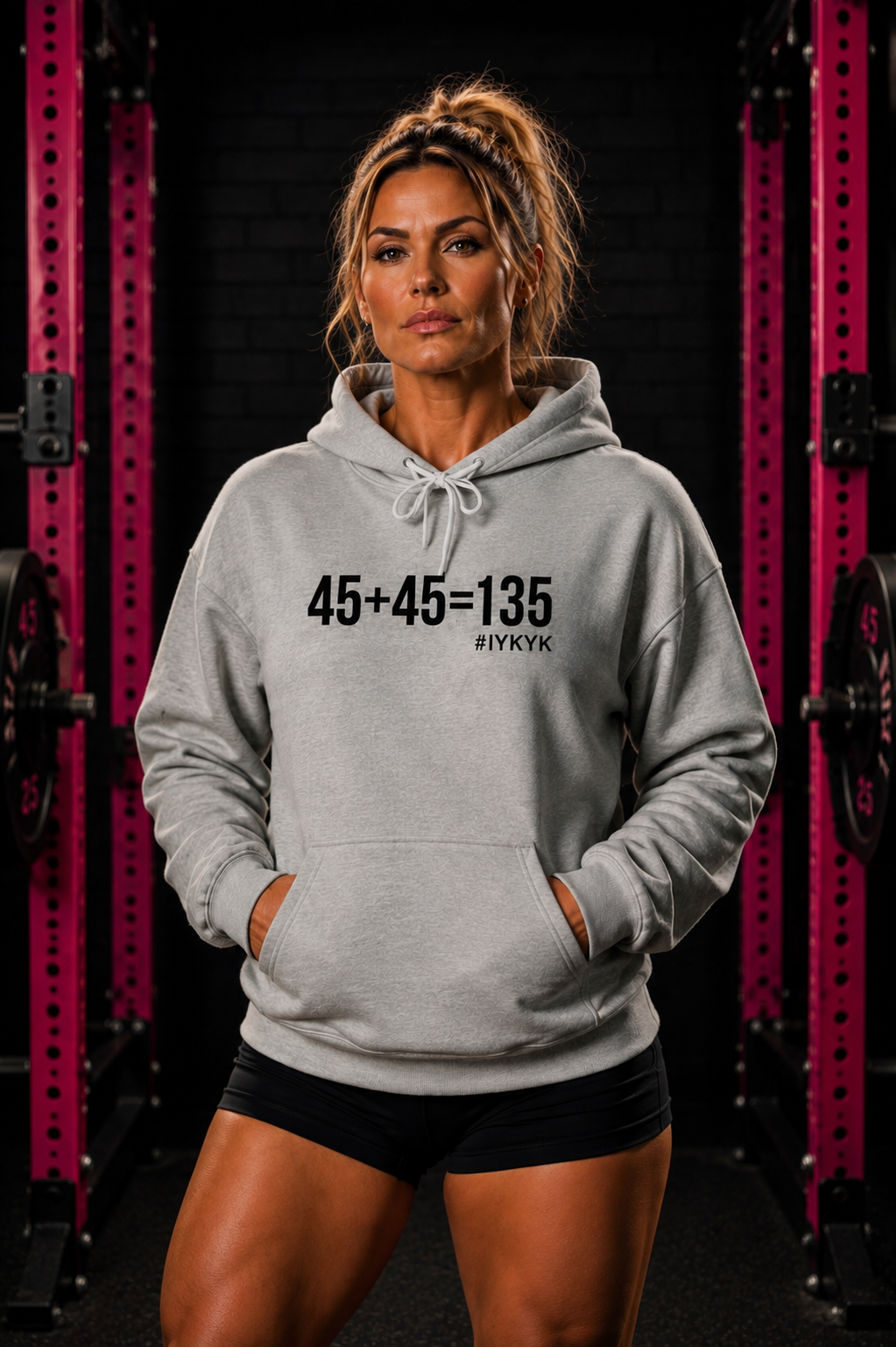 45 + 45 = 135 - Unisex Heavy Blend Hooded Sweatshirt  - Front Black & Shoulder Logo
