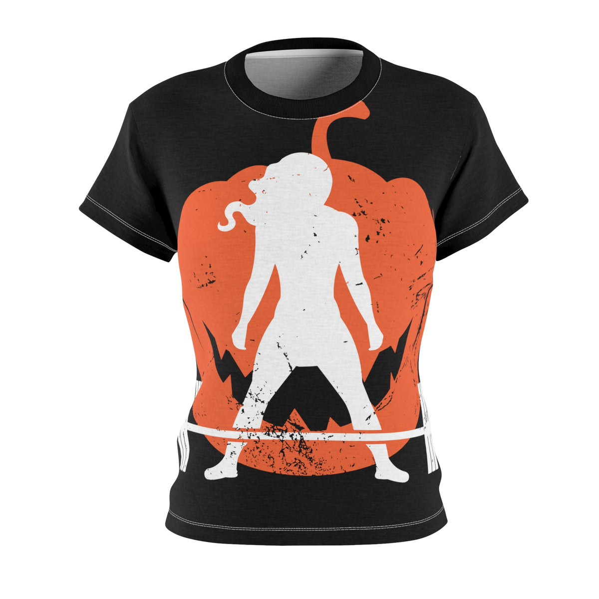 Women's Cut & Sew Tee (AOP) - Halloween Pumpkin - Full Chest