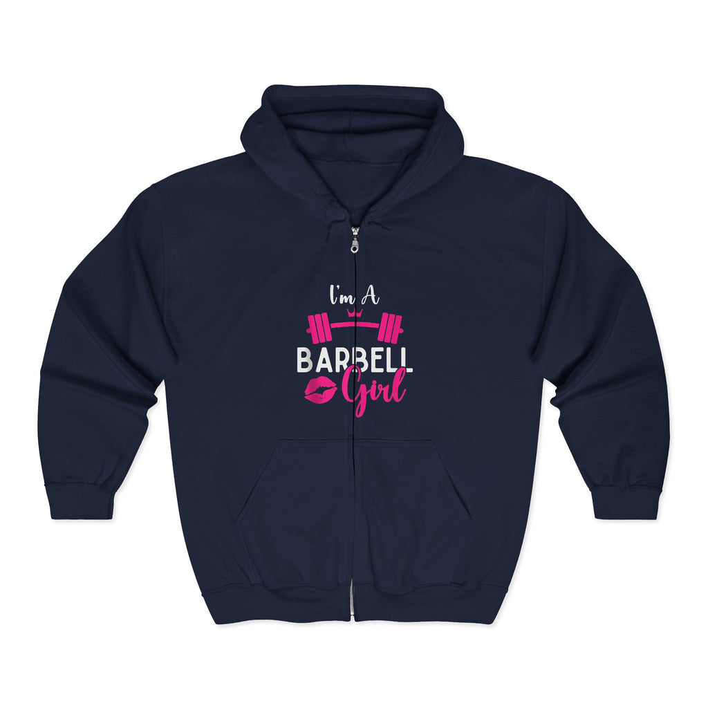 I'm a Barbell Girl - Unisex Heavy Blend™ Full Zip Hooded Sweatshirt – Front Logo