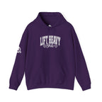 Lift Heavy Shit - Unisex Heavy Blend Hooded Sweatshirt - White Logo on Front & Right Sleeve