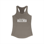 Goal Weight Strong AF - Simple - Women's Ideal Racerback Tank - White Print Front & Back