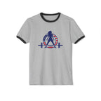 USA Collection - Unisex Cotton Ringer T-Shirt - Logo Front Plain Back