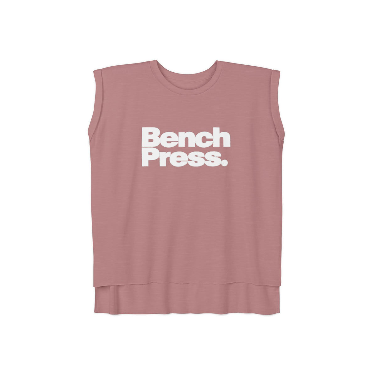 Bench. Press. Women’s Muscle Tee — Flowy Rolled Cuff Gym Top