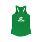 ALL I NEED IS COFFF & a Barbell - Women's Ideal Racerback Tank - White Logo Front & Back