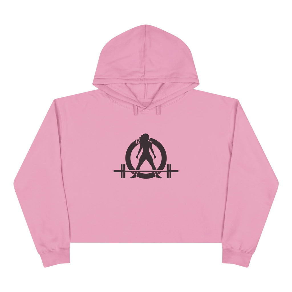 Empowered Crop Hoodie – For Strong Women Who Lift - Black Classic Logo