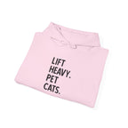 Lift Heavy Pet Cats – Unisex Heavy Blend™ Hooded Sweatshirt (Black Logo) 🏋️‍♂️🐱