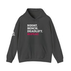 WWLW “Squat • Bench • Deadlift • Repeat” Hoodie - Front Logo & Side Arm