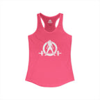 Cardio?  Lift Weights Faster - Distressed White Logo - Ideal Racerback Tank - Front & Back
